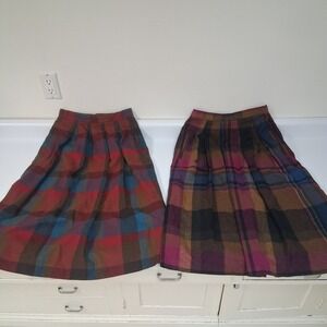 Vintage Wool Plaid Midi Skirts - tag size 8, street size 4
